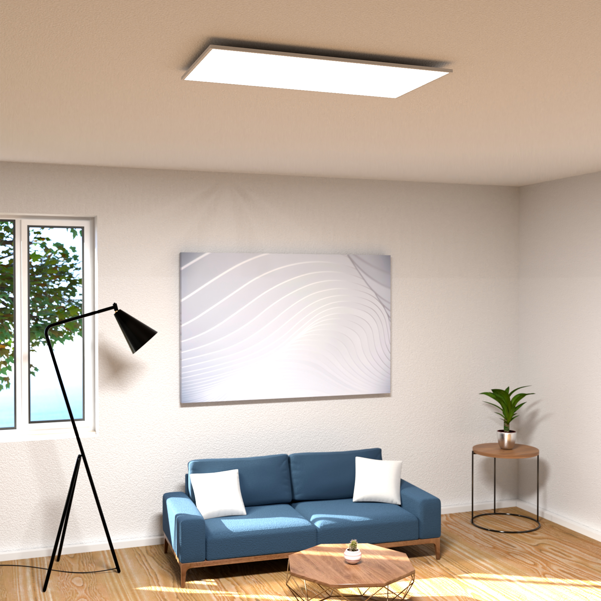 2x LED Panel Deckenleuchte inklusive Treiber & weißem 43mm Rahmen – 120 x 60 cm LED Deckenlampe für Arbeitsplätze geeignet (60 W | 6600 lm | 50.000 Stunden | neutralweiß)